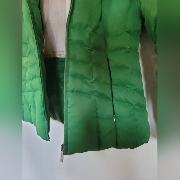 Calvin Klein Bright Green Puffer Jacket Size Small with removable hoodie - Picture 8 of 11